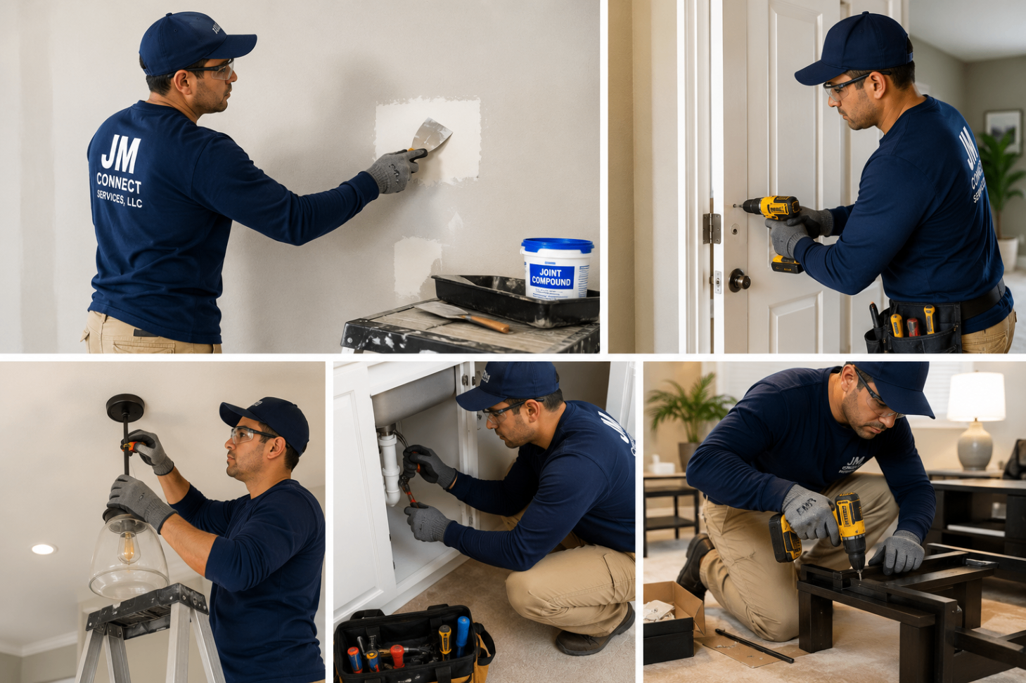 JM Connect team performing various home maintenance tasks