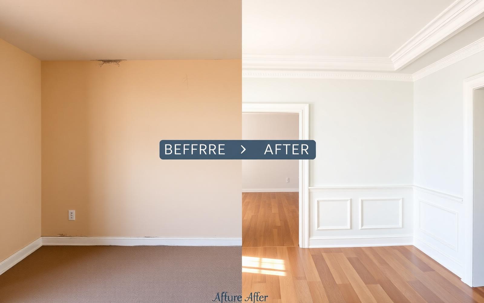 Interior living room before and after JM Connect Services repaint