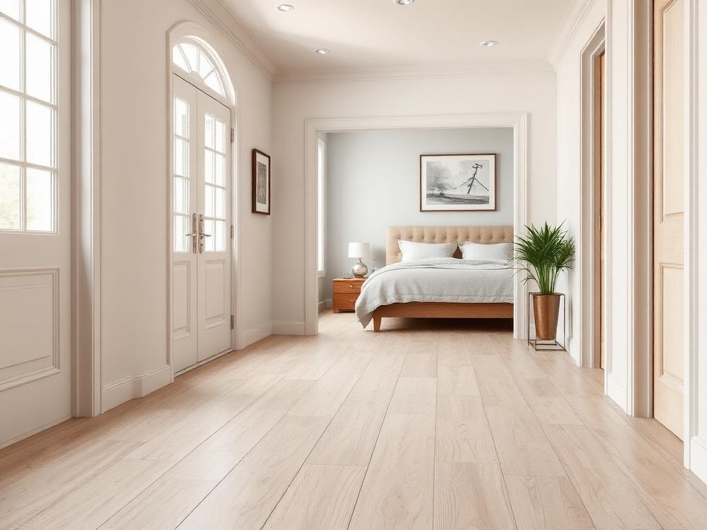 Light wood-look laminate plank flooring in a residential hallway