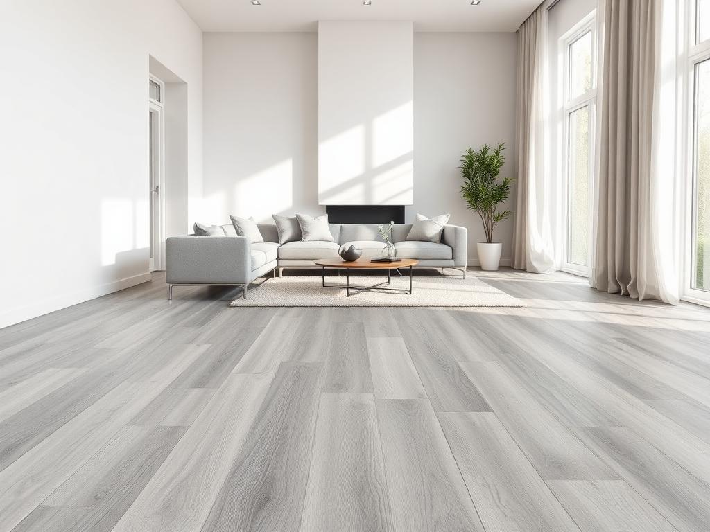 Luxury vinyl plank flooring in a bright residential living room